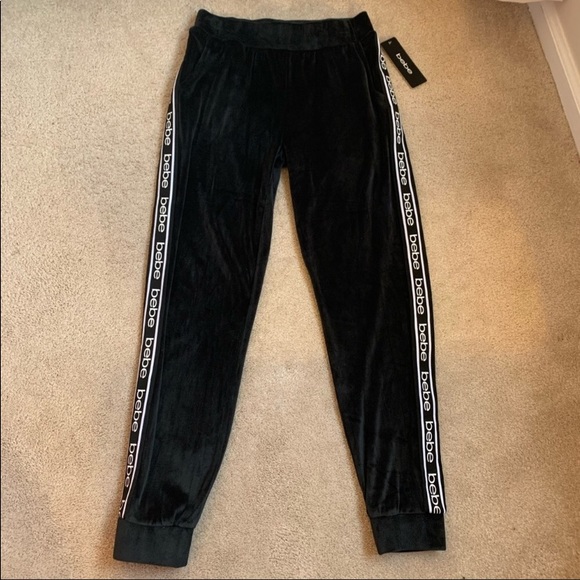 SOLD - NWT Bebe Sport Black Velour Jogger - Large - Picture 14 of 14